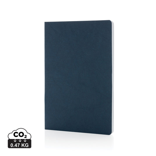 Salton A5 GRS certified recycled paper notebook from XD Collection, showing green cover and lined pages inside.