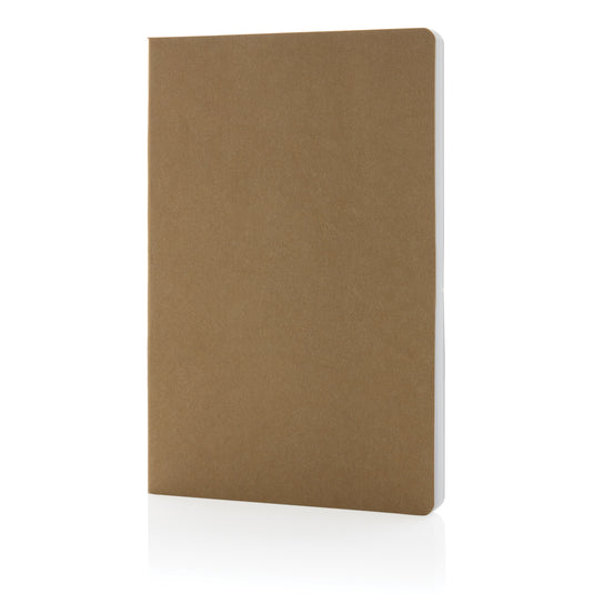 Recycled paper notebook from XD Collection Salton A5 GRS certified portfolio with a minimalist design, open to show blank pages.
