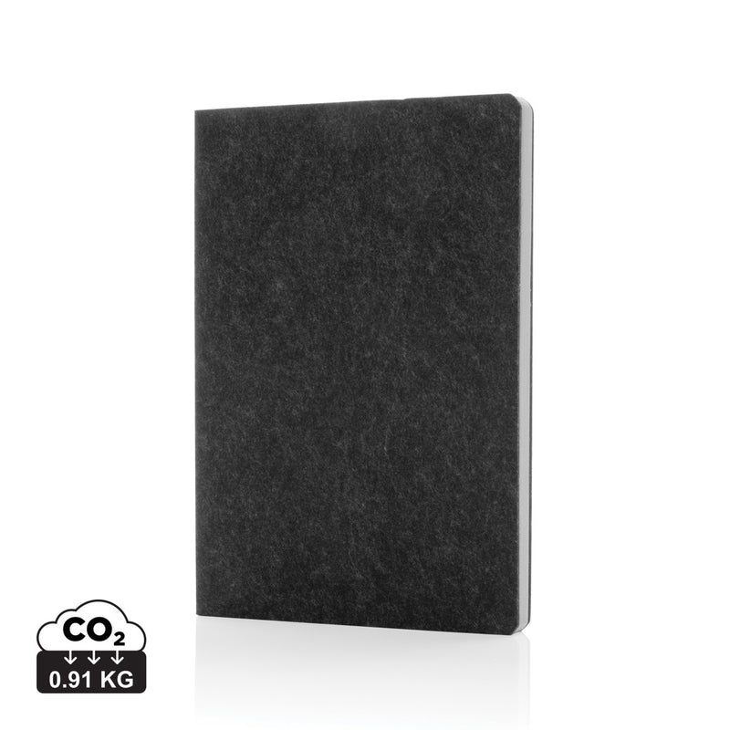 Load image into Gallery viewer, Recycled felt A5 notebook from XD Collection, GRS certified, with a durable portfolio cover and eco-friendly design.
