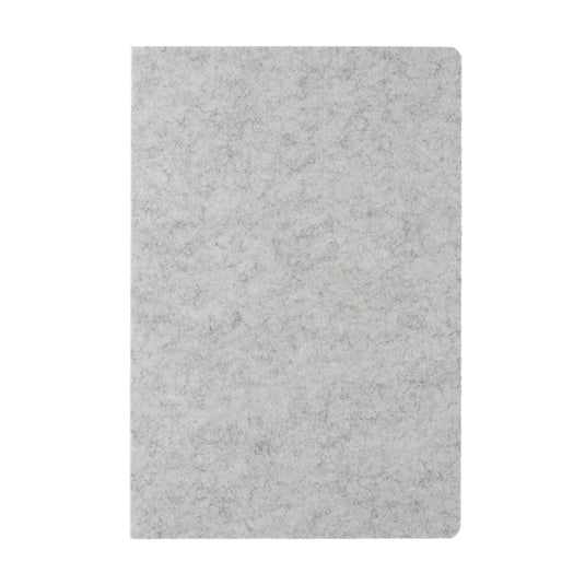 A5 recycled felt notebook from XD Collection with GRS certification, featuring a soft, eco-friendly felt cover and spiral binding.