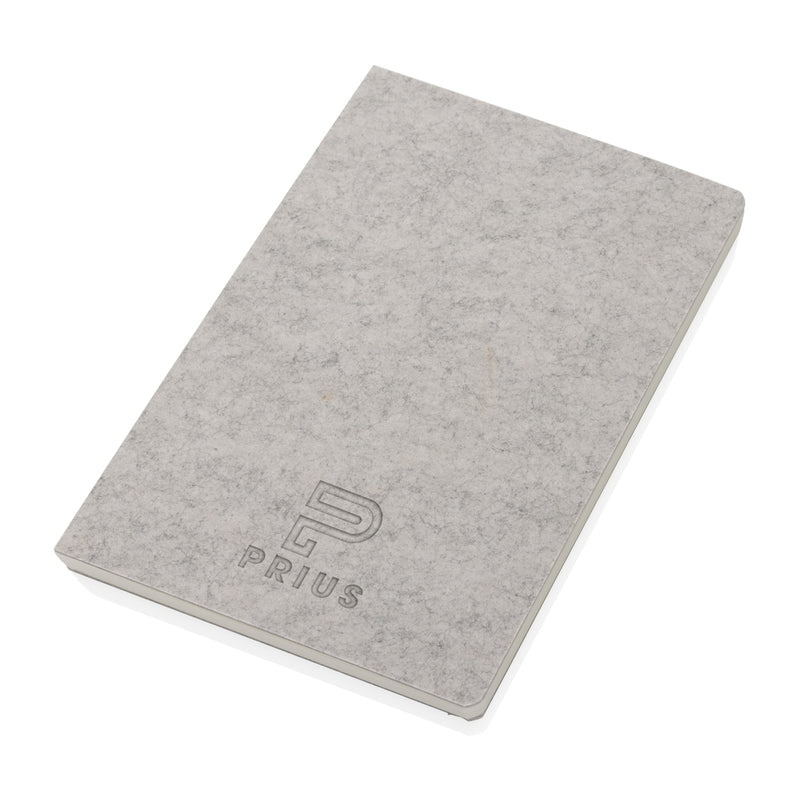 Load image into Gallery viewer, Recycled felt A5 notebook from XD Collection with GRS certification, featuring a green cover and compact size for note-taking.
