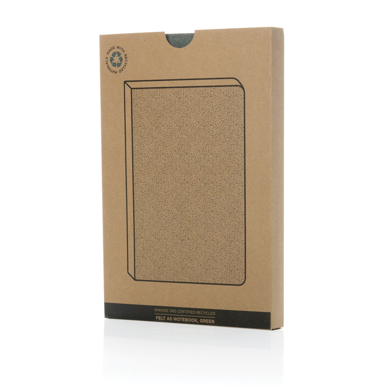 Load image into Gallery viewer, XD Collection recycled felt A5 notebook with GRS certification, featuring a textured cover and spiral binding.
