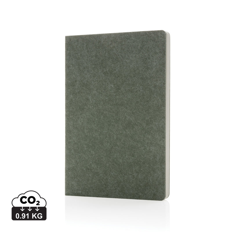 Load image into Gallery viewer, Recycled felt A5 notebook from XD Collection with GRS certification, featuring a soft, eco-friendly cover and compact design.
