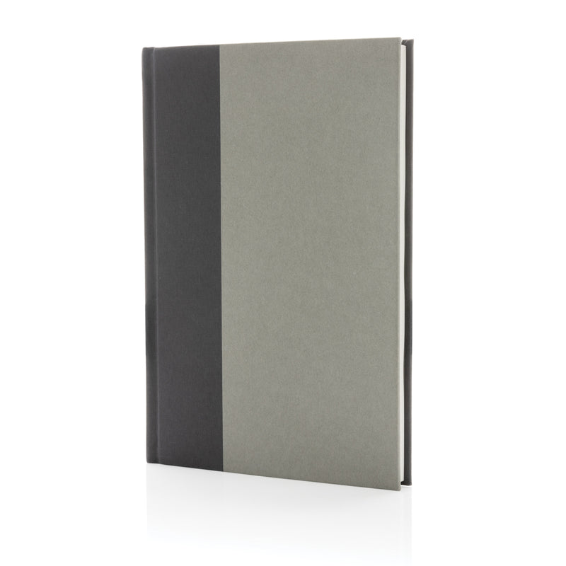 Load image into Gallery viewer, A Words GRS certified RPET and Kraft A5 notebook from XD Collection with a textured cover and elastic closure.

