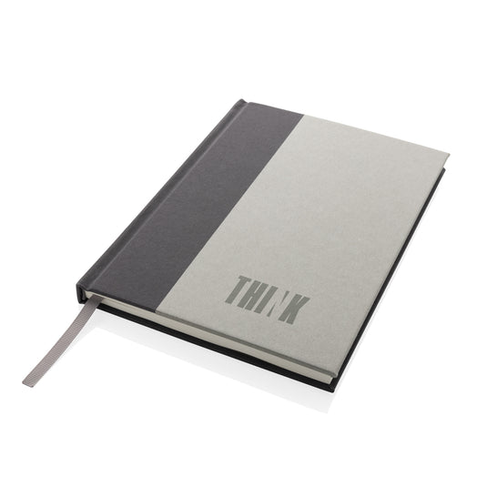 XD Collection Words GRS certified RPET and Kraft A5 notebook with durable cover and elastic closure for writing and note-taking.