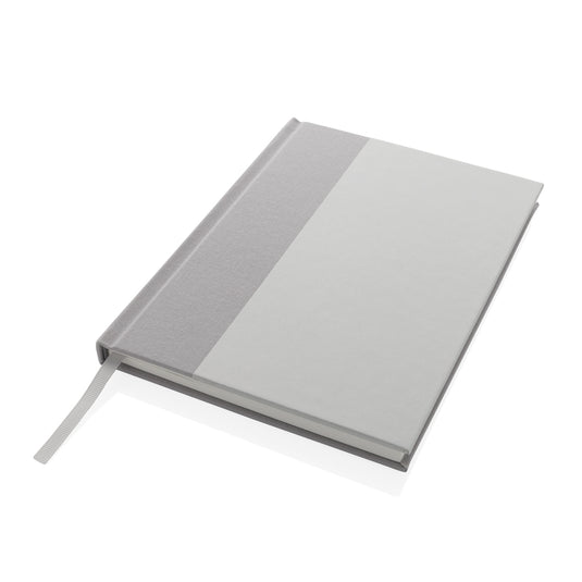XD Collection Words GRS certified RPET and Kraft A5 notebook with a textured cover, ideal for notes and journaling.