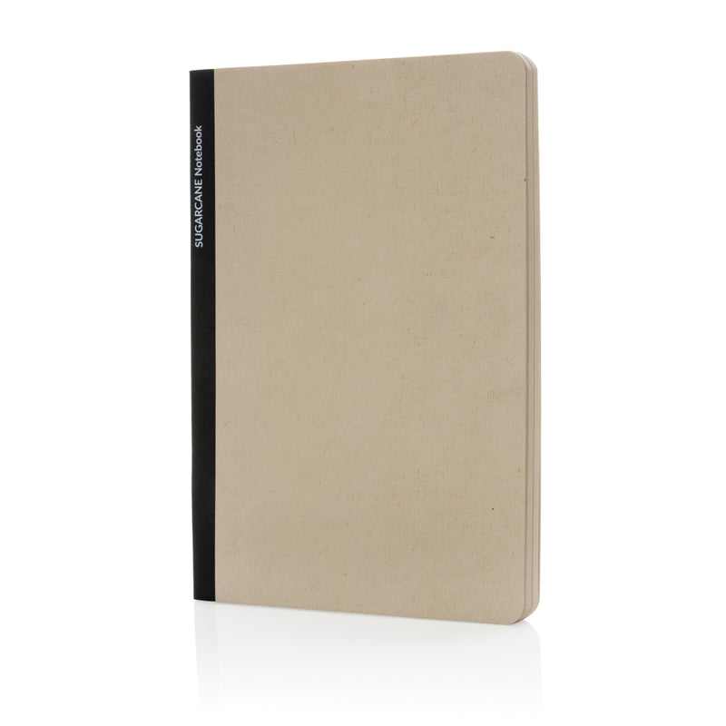 Load image into Gallery viewer, A5 notebook with sugarcane paper cover from XD Collection Stylo series, featuring a textured brown design and elastic closure.
