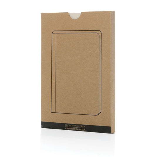 A5 notebook with sugarcane paper cover from XD Collection, featuring a stylish portfolio design and natural textured surface.