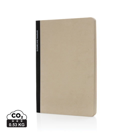 A5 notebook with sugarcane paper cover from XD Collection, featuring a natural, textured surface and compact size for note-taking.