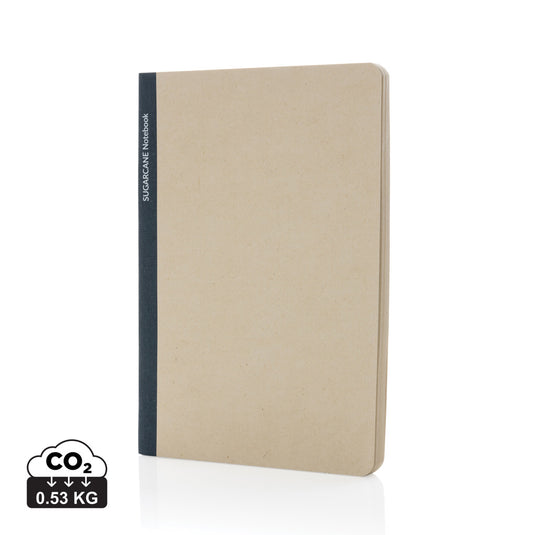 A5 size Stylo Sugarcane paper notebook from XD Collection with a textured cover and spiral binding, suitable for notes and sketches.