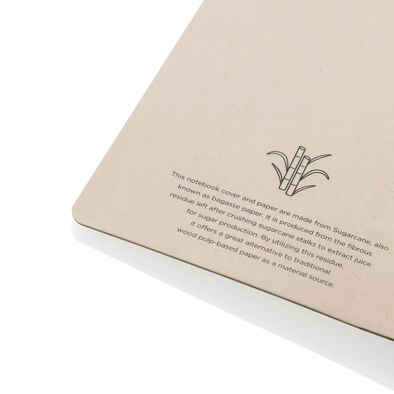 Load image into Gallery viewer, A5 notebook from XD Collection with sugarcane paper cover, featuring a sleek, eco-friendly design and portable size for note-taking.
