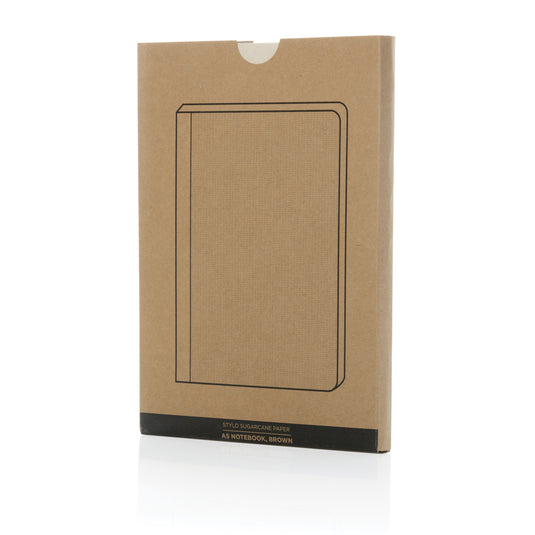 A5 notebook with sugarcane paper cover from XD Collection, featuring a natural, textured design in a slim portfolio style.