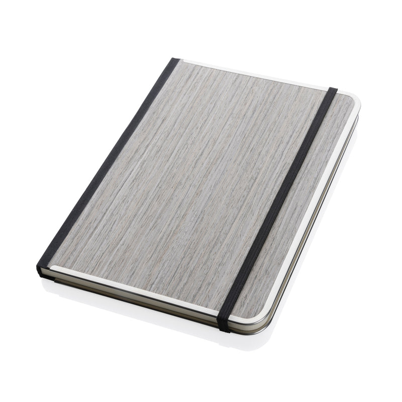 Load image into Gallery viewer, XD Collection Treeline A5 wooden cover deluxe notebook with natural wooden cover, open to show lined pages inside.
