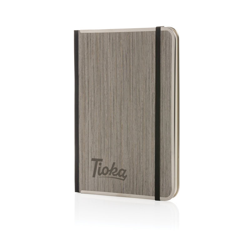 Load image into Gallery viewer, XD Collection Treeline A5 wooden cover deluxe notebook with natural wood finish and portfolio style design.

