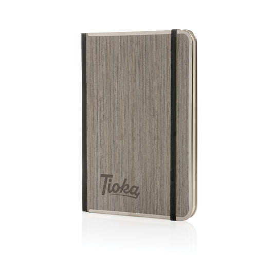 XD Collection Treeline A5 wooden cover deluxe notebook with natural wood finish and portfolio style design.