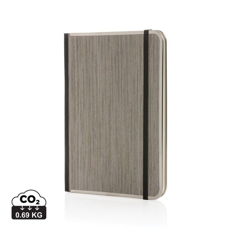 Load image into Gallery viewer, XD Collection Treeline A5 wooden cover deluxe notebook with textured wooden cover and lined pages, ideal for journaling or note-taking.
