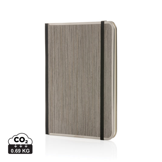 XD Collection Treeline A5 wooden cover deluxe notebook with textured wooden cover and lined pages, ideal for journaling or note-taking.