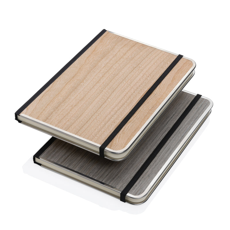 Load image into Gallery viewer, XD Collection Treeline A5 wooden cover deluxe notebook with textured wooden cover and lined pages.
