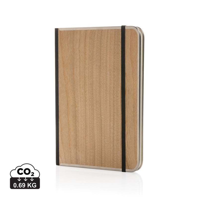 Load image into Gallery viewer, XD Collection Treeline A5 wooden cover deluxe notebook with a natural wood finish and elegant design for note-taking.
