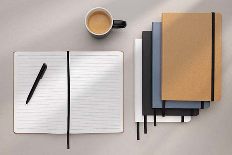 Load image into Gallery viewer, Craftstone A5 recycled kraft and stonepaper notebook from XD Collection, showcasing its eco-friendly cover and compact design.
