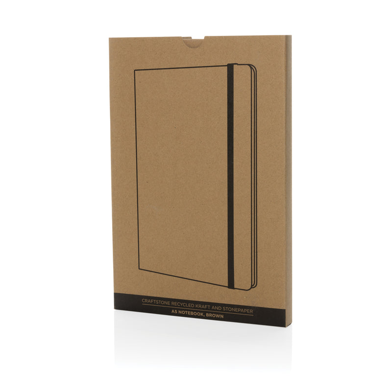 Load image into Gallery viewer, Craftstone A5 recycled kraft and stonepaper notebook from XD Collection with textured cover and visible binding.
