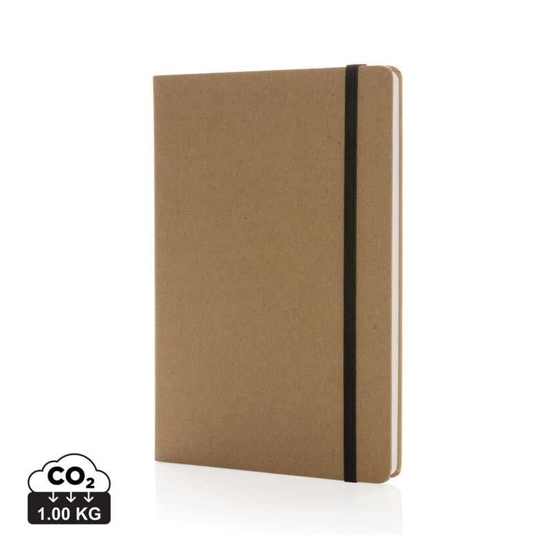 Load image into Gallery viewer, Recycled kraft and stonepaper notebook from XD Collection, A5 size, with a durable cover and eco-friendly design.

