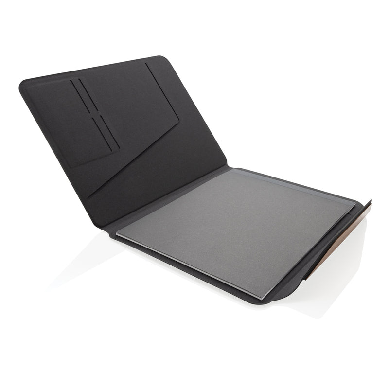 Load image into Gallery viewer, Teri AWARE™ RPET and walnut A4 portfolio - Custom Wood Designs
