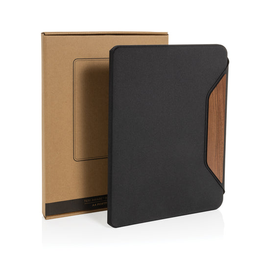 Teri AWARE™ RPET and walnut A4 portfolio - Custom Wood Designs