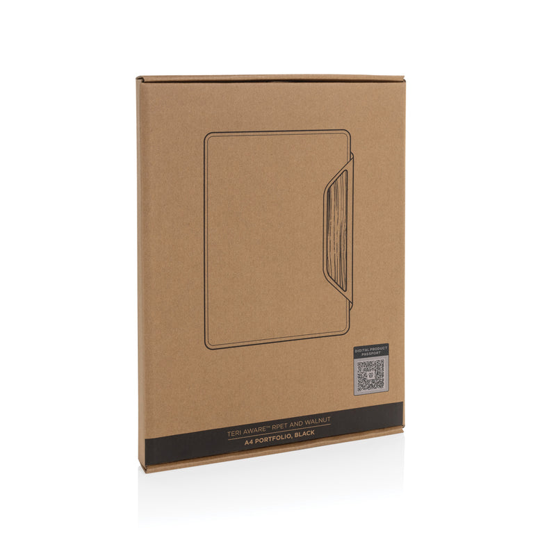 Load image into Gallery viewer, Teri AWARE™ RPET and walnut A4 portfolio - Custom Wood Designs
