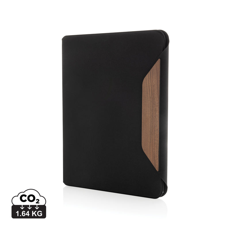 Load image into Gallery viewer, Teri AWARE™ RPET and walnut A4 portfolio - Custom Wood Designs
