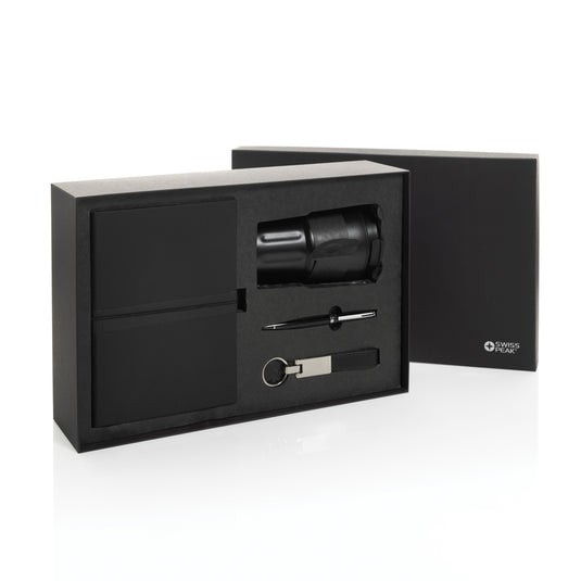 Swiss Peak RCS certified deluxe business gift set w/ tumbler-Portfolios & Notebooks