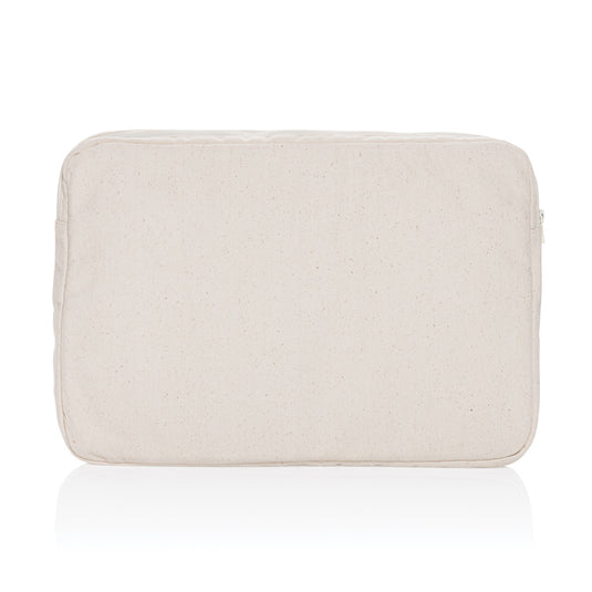 Laluka AWARE™ recycled cotton 15.6-inch laptop sleeve by XD Collection, soft and protective bag for laptops, with a minimalist design.
