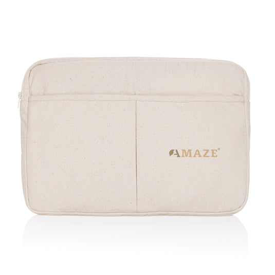 Laluka AWARE™ recycled cotton laptop sleeve for 15.6-inch laptops by XD Collection, showing the soft fabric and sleek design.