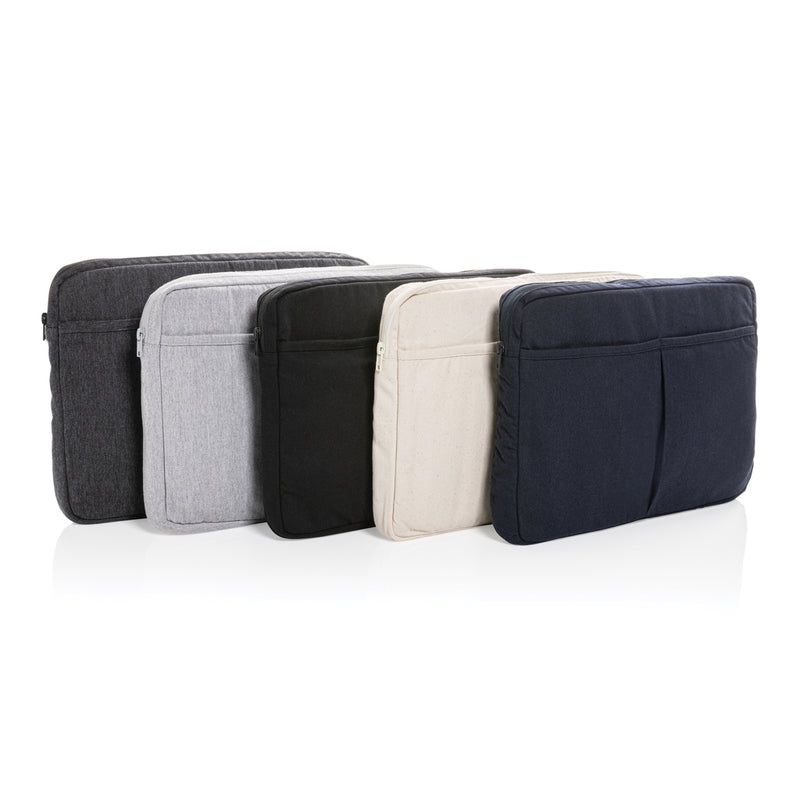 Load image into Gallery viewer, XD Collection Laluka AWARE™ recycled cotton 15.6-inch laptop sleeve with soft interior and eco-friendly design, suitable for travel and work.
