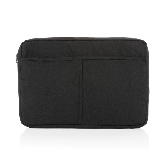 Laluka AWARE™ recycled cotton 15.6-inch laptop sleeve by XD Collection, soft fabric with zipper closure for portable protection.