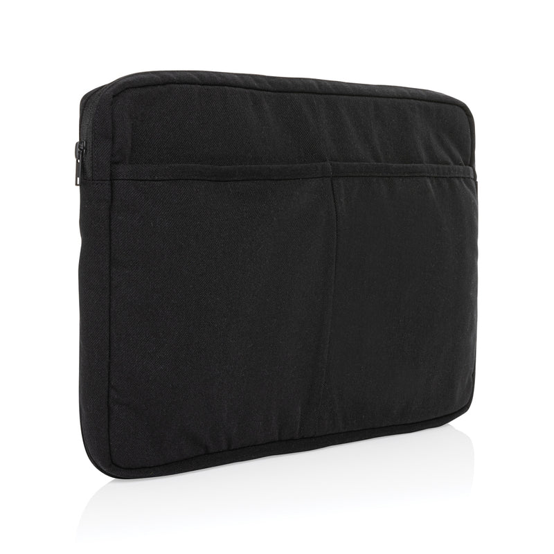 Load image into Gallery viewer, Laluka AWARE recycled cotton 15.6-inch laptop sleeve by XD Collection, showing a green eco-friendly bag with a zipper closure.
