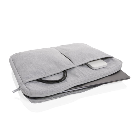 Laluka AWARE™ recycled cotton 15.6-inch laptop sleeve by XD Collection, showing the eco-friendly bag with zipper closure and soft interior.