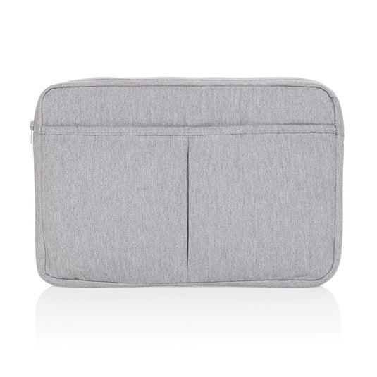XD Collection Laluka AWARE™ recycled cotton 15.6-inch laptop sleeve, navy blue with subtle branding and soft protective interior.