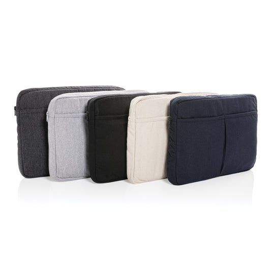 Laluka AWARE™ recycled cotton 15.6-inch laptop sleeve by XD Collection, showing the eco-friendly bag with zipper closure.