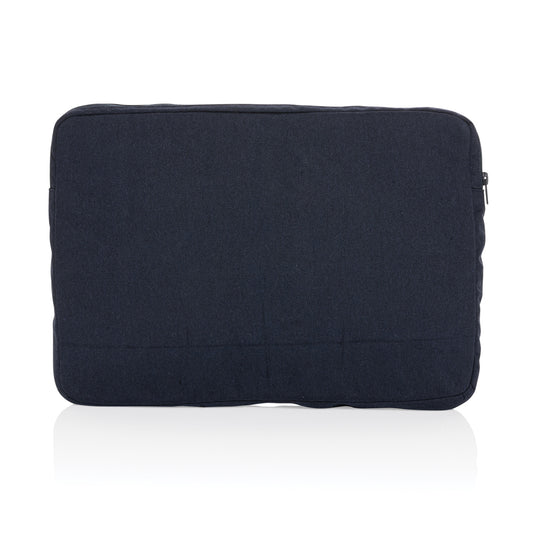 XD Collection Laluka AWARE™ recycled cotton 15.6-inch laptop sleeve with soft interior and eco-friendly design.