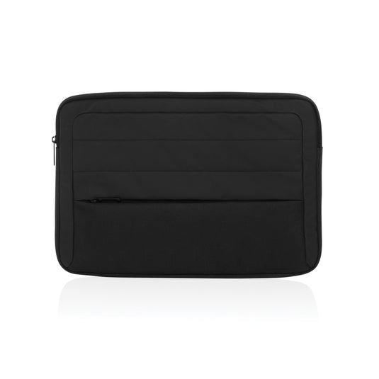 XD Xclusive Armond AWARE™ RPET 15.6-inch laptop sleeve in black with padded interior, designed for easy carrying and protection