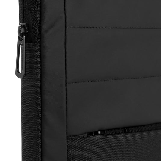 XD Xclusive Armond AWARE™ RPET 15.6-inch laptop sleeve in black with zipper closure and padded interior for protection.