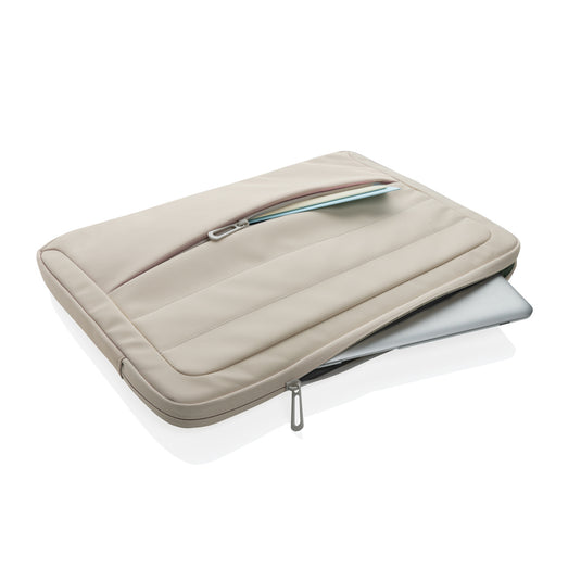 XD Xclusive Armond AWARE™ RPET 15.6-inch laptop sleeve in black with padded interior and zipper closure for protection.