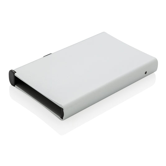 Standard aluminium RFID cardholder from XD Collection, compact travel bag with secure card storage, black finish, and sleek design.