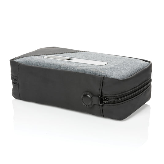 Portable UV-C sterilizer pouch with integrated battery, designed for phones and tablets, by XD Collection.