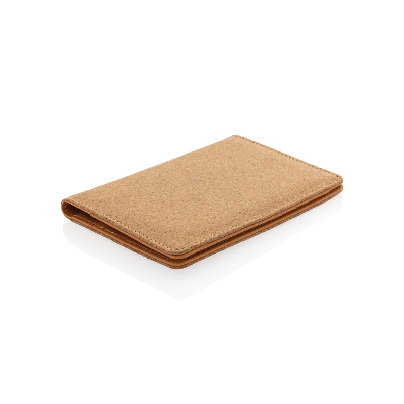 Load image into Gallery viewer, Black Cork RFID passport cover by XD Collection, with secure design and travel-friendly features, shown with passport inside.
