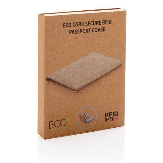 XD Collection cork RFID passport cover in brown with secure design, ideal for travel and protecting your passport.