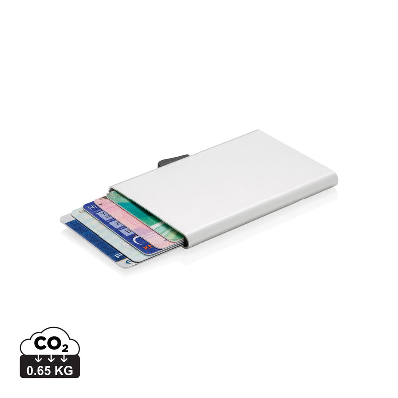 Load image into Gallery viewer, C-Secure aluminium RFID card holder, compact travel wallet with secure card storage in sleek aluminium finish.
