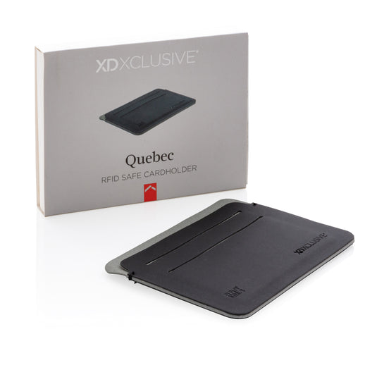 XD Xclusive Quebec RFID safe cardholder, black leather wallet with multiple card slots and RFID protection for secure travel.