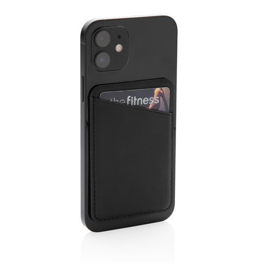 Magnetic phone card holder attached to a smartphone, XD Collection brand, designed for holding cards and IDs securely.